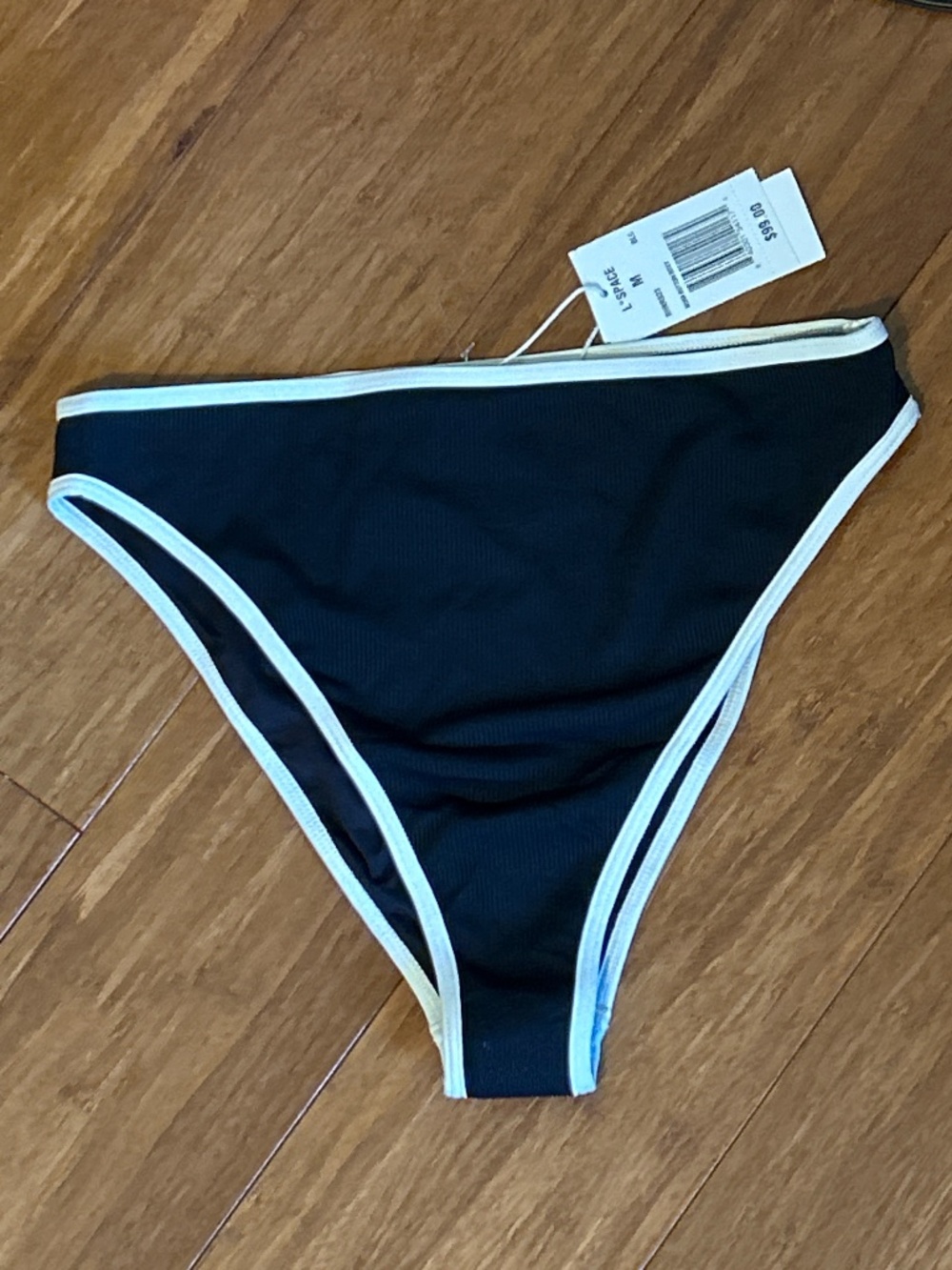 NWT L. Space Black with White Trim Nora Bitsy Bottom Medium